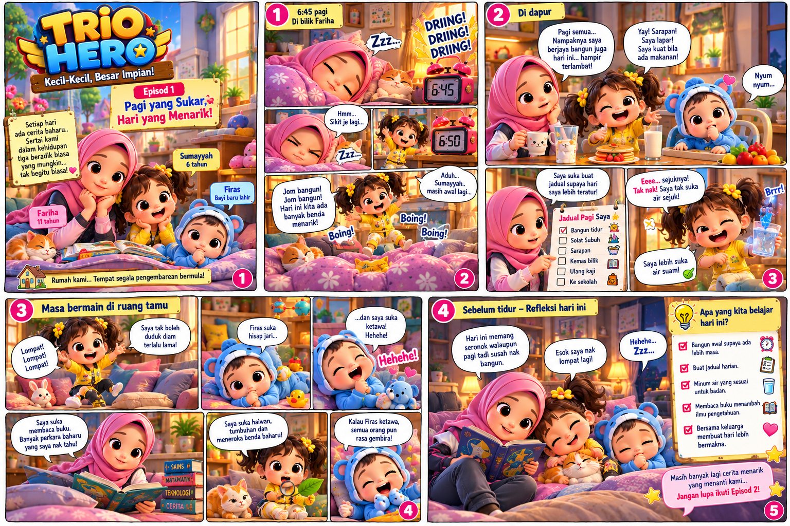 Ilustrasi komik Trio Hero